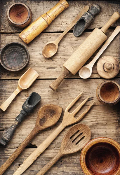 Set de utensilios de cocina de madera — Foto de Stock