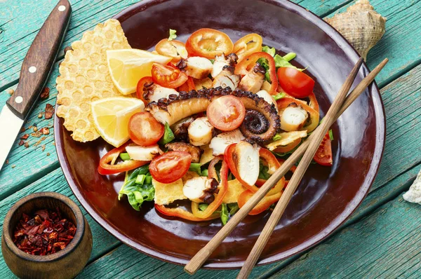 Appetizing Spring Summer Salad Vegetables Octopus — Stock Photo, Image