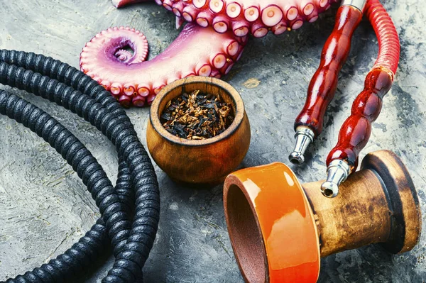 Podrobnosti Hookah Kouření Tabák Kouření Hookah Pro Relaxaci Octopus Hookah — Stock fotografie