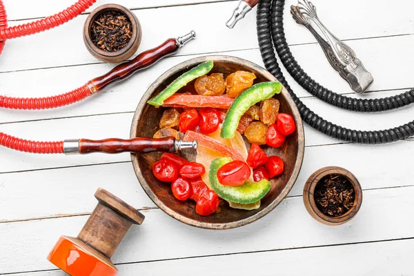 Shisha Con Frutta Secca Narghilè Fumo Shisha Con Aroma Tabacco — Foto Stock