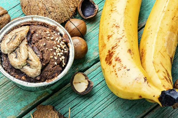 Magdalenas Chocolate Con Plátano Nueces Mezcla — Foto de Stock
