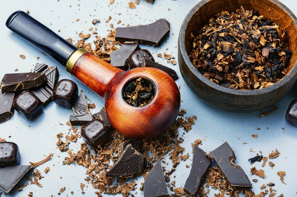 Chocolate Flavored Tobacco Smoking Pipes Tobacco Pipe Filled Tobacco — Stock Photo, Image