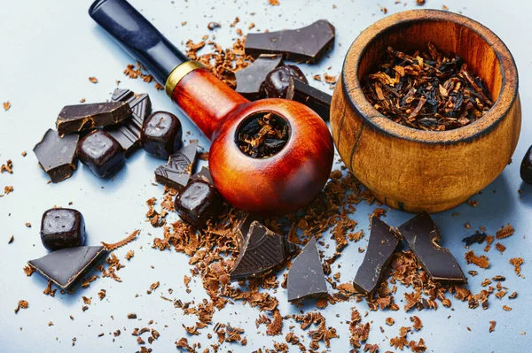 Chocolate Flavored Tobacco Smoking Pipes Tobacco Pipe Filled Tobacco — Stock Photo, Image