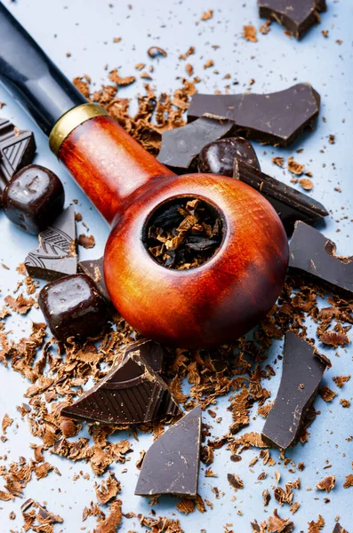 Chocolate Flavored Tobacco Smoking Pipes Tobacco Pipe Filled Tobacco — Stock Photo, Image