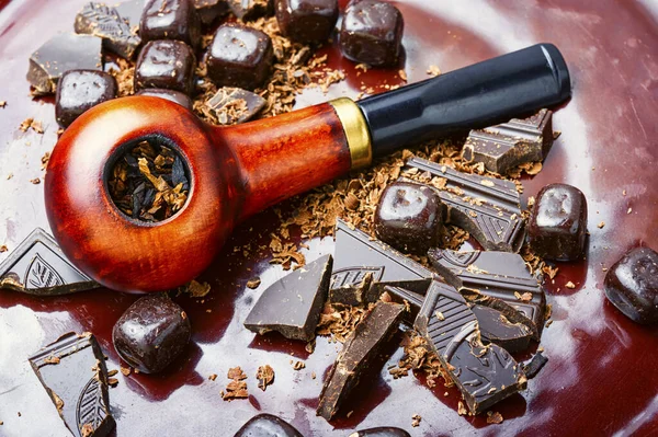 Chocolate Flavored Tobacco Smoking Pipes Tobacco Pipe Filled Tobacco — Stock Photo, Image