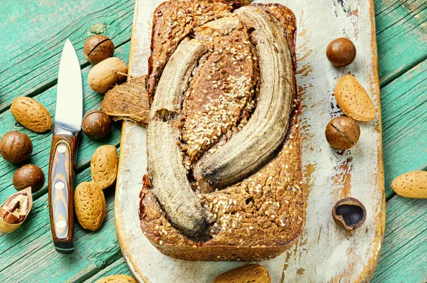 Eetlust Zelfgemaakte Boekweit Brood Brood Met Banaan — Stockfoto