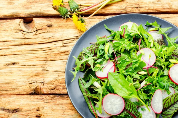 Ensalada Fresca Con Verduras Mixtas Ensalada Pringosa Con Rábano Verduras —  Fotos de Stock