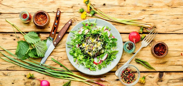 Salad Makanan Dari Rumput Laut Herbal Biji Wijen Dan Lobak — Stok Foto