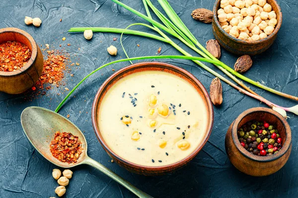 Hummus Apéritif Froid Purée Pois Chiches Nourriture Orientale Populaire — Photo