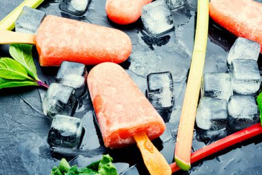 Rubarb ve naneli ev yapımı dondurma..