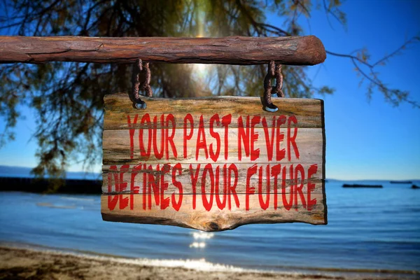 Uw verleden definieert nooit uw toekomstige motiverende zin teken — Stockfoto