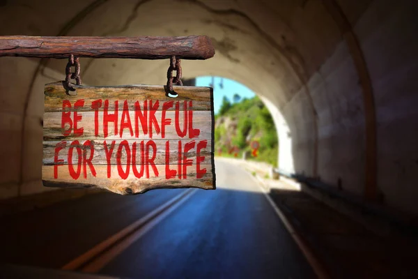 Soyez reconnaissants pour votre signe de motivation de la vie — Photo