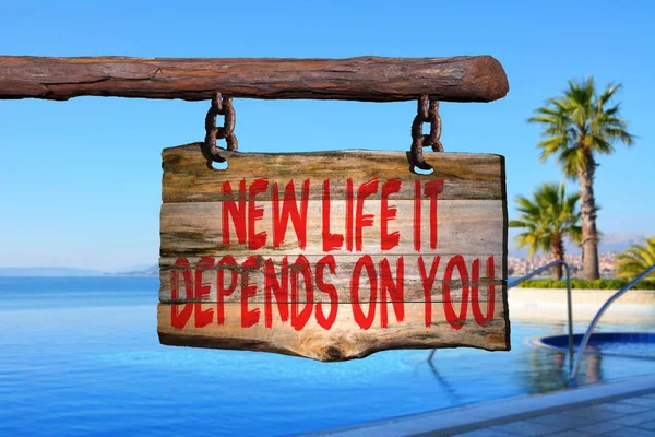 New life it depends on you motivational phrase sign — Stock Photo, Image