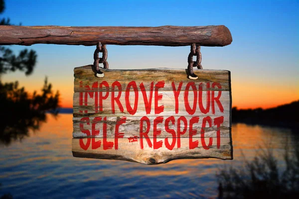 Senin kendine saygın motivasyonel ifade işareti geliştirmek — Stok fotoğraf
