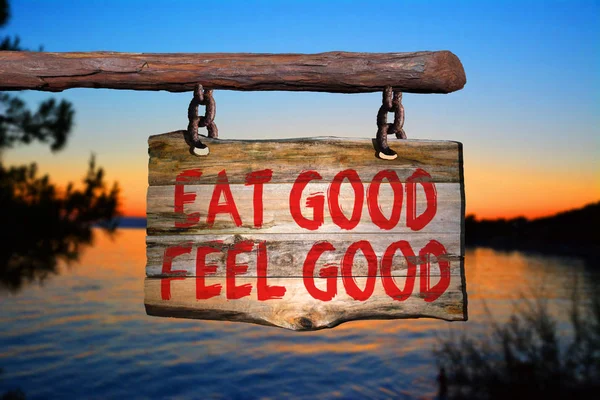 Comer bien sentirse bien signo frase motivacional — Foto de Stock
