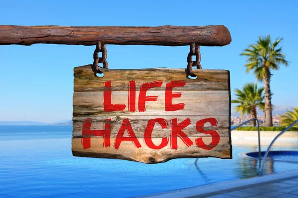 Life hacks motiverande fras tecken — Stockfoto
