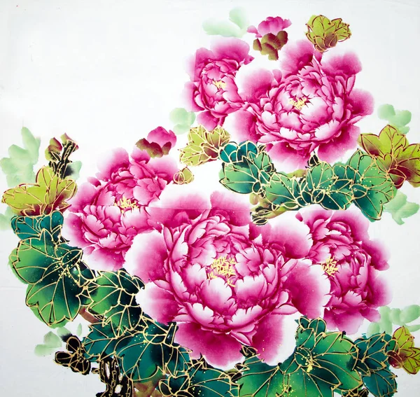 Peinture traditionnelle chinoise de fleurs — Photo