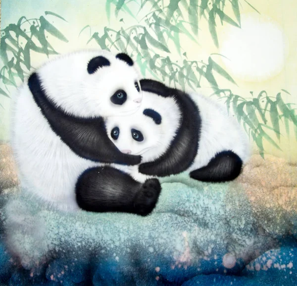 Kinesiska traditionell målning av panda — Stockfoto
