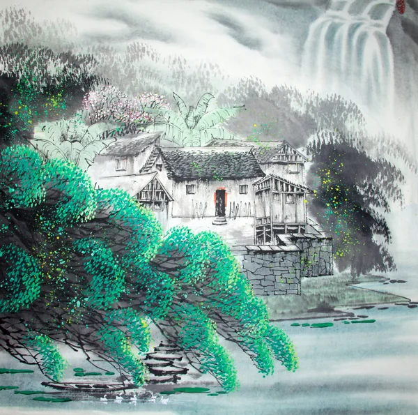 Κινεζική παραδοσιακή ζωγραφική νερού σώματος — Φωτογραφία Αρχείου