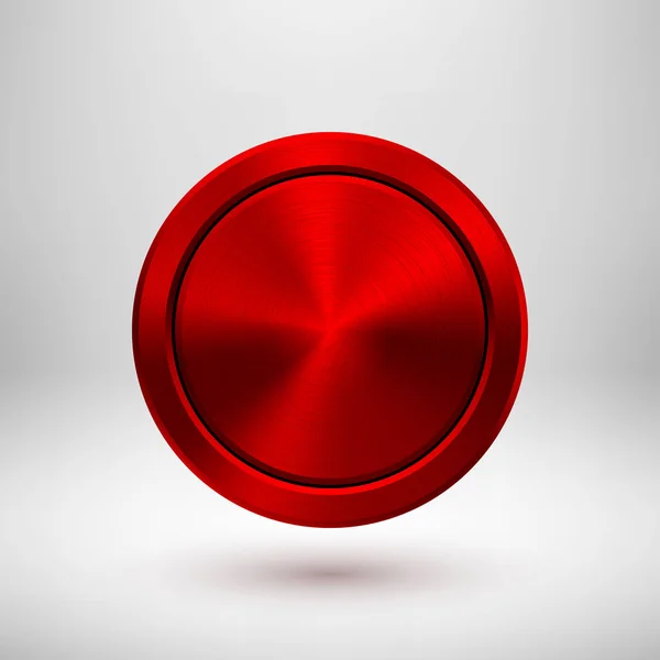 Crachá de metal de círculo de tecnologia vermelha — Vetor de Stock