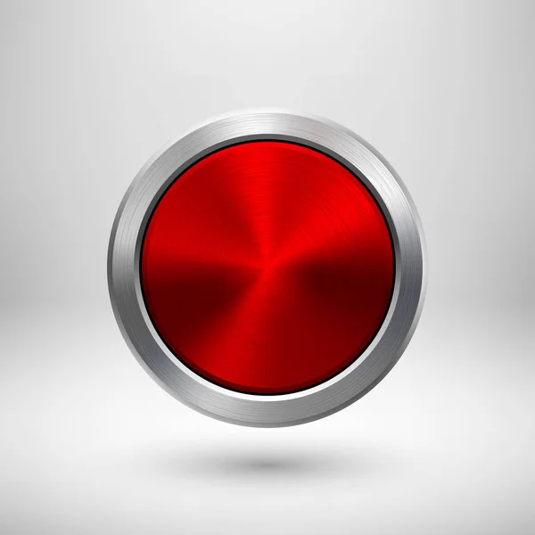 Red Technology Circle Distintivo in metallo — Vettoriale Stock