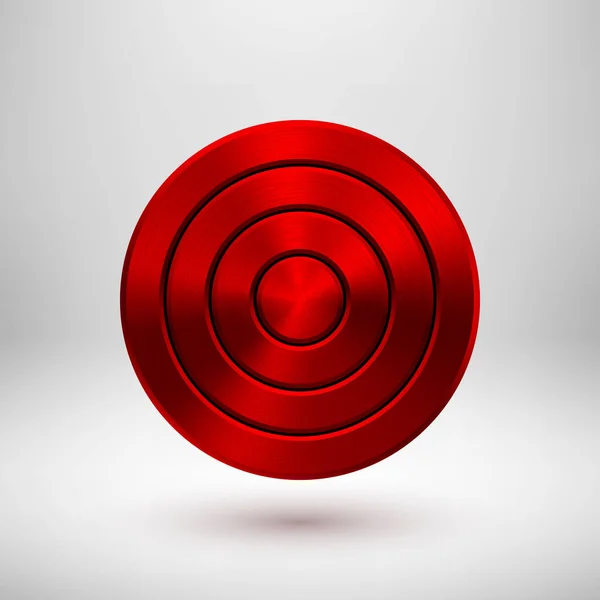 Rote Technologie Kreis Metallplakette — Stockvektor