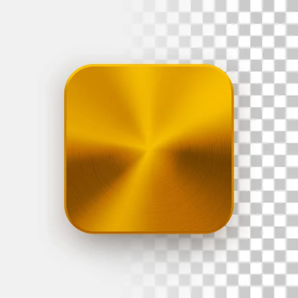 Gold App Icon Template with Metal Texture — Stock Vector