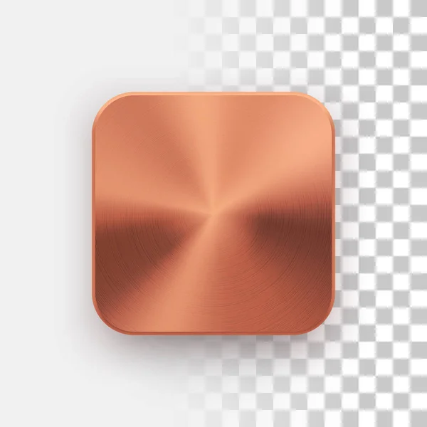 Bronzen App pictogrammalplaatje met metalen textuur — Stockvector