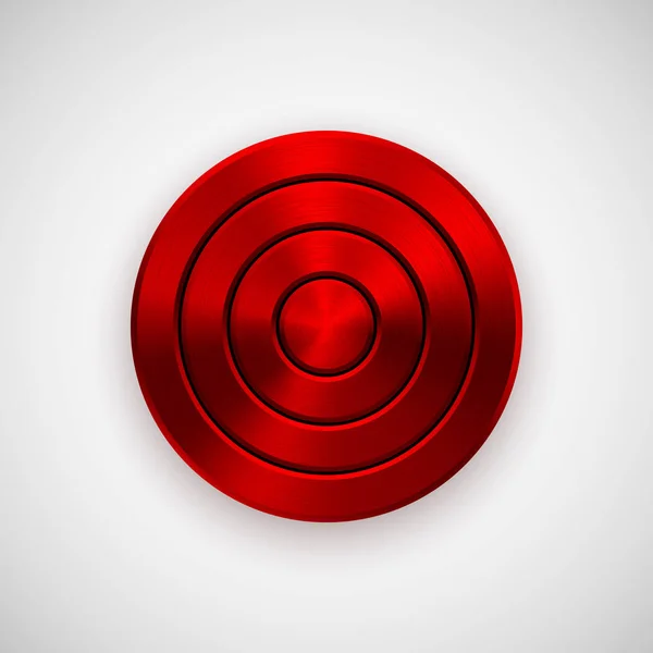 技术的红色圆圈金属徽章 免版税图库矢量图片