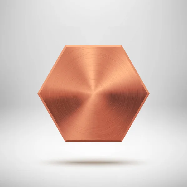 Brons abstrakt polygon knappen mall — Stock vektor