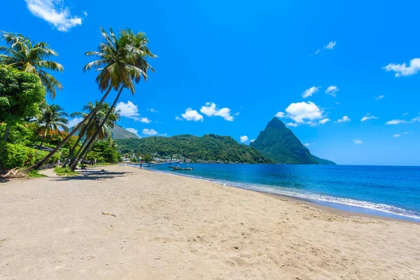 Paradiesstrand Der Kleinstadt Soufriere Saint Lucia Tropische Karibik Insel — Stockfoto