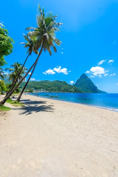 Spiaggia Paradisiaca Nella Piccola Città Soufriere Santa Lucia Isola Tropicale — Foto Stock
