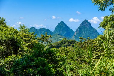 Caribbean Gros ve Petit sikkesine dağlardaki Saint Lucia ada