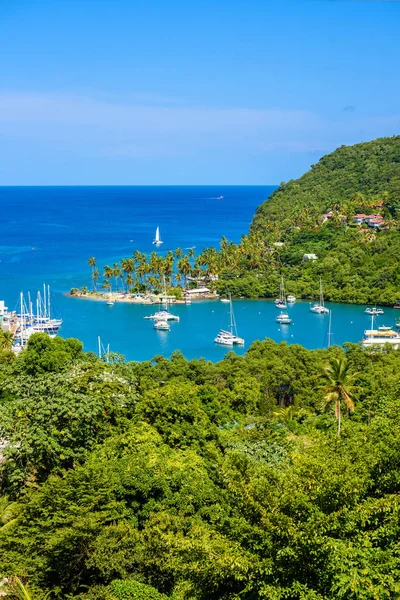 Bahía Marigot Situada Costa Oeste Isla Caribeña Santa Lucía — Foto de Stock