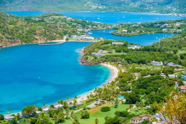 View of Galleon Beach from Shirley Heights, Antigua, Caribbean. clipart