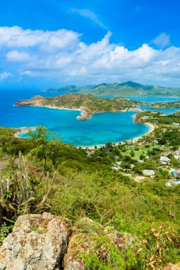 Shirley Heights, Antigua, Caribbean Galleon plaj görünümünü.
