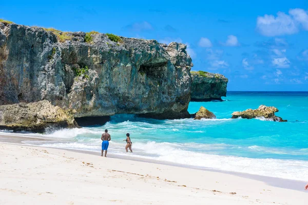 Vue Panoramique Plage Paradisiaque Avec Sable Blanc Île Barbade Bottom — Photo