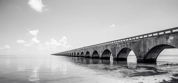 Vue Noir Blanc Long Bridge Florida Keys Floride États Unis — Photo