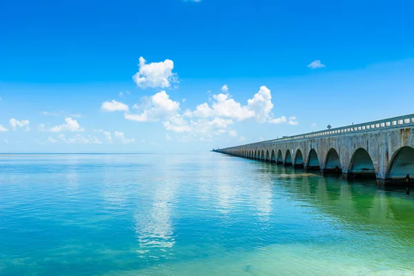 Långa Bron Florida Keys Historiska Overseas Highway Och Mile Bridge — Stockfoto