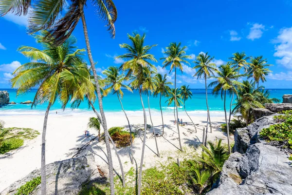 People Walking Paradise Beach Barbados Island Bottom Bay Barbados Caribbean — Stock Photo, Image