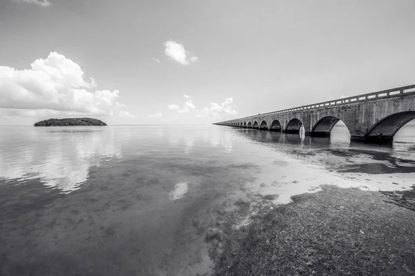 Black White View Long Bridge Florida Keys Florida Usa Royalty Free Stock Images