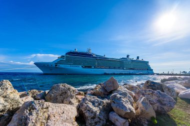 Closeup gemisi Curacao, Hollanda Antilleri.