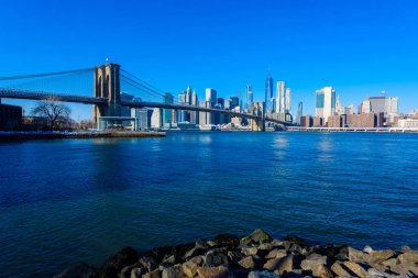 Manhattan Downtown manzarası, New York City, Amerika Birleşik Devletleri görünümünü gözlemleyerek