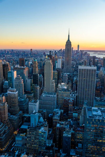 Aerial View Lower Manhattan Downtown Skyline Famous Empire State Building — Stock Photo, Image