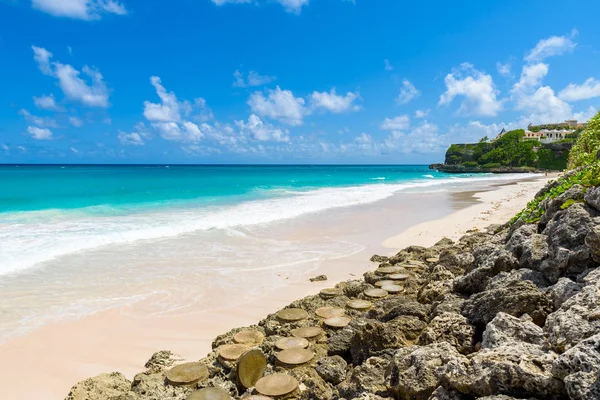 Crane Beach Tropisk Strand Karibiska Barbados Det Paradise Destination Med — Stockfoto