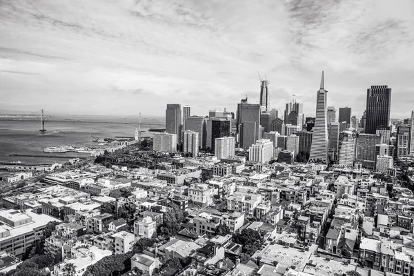 Svart Och Vitt Panoramautsikt Över Skyline Och San Francisco Downtown — Stockfoto