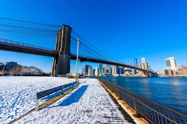 Panorama Dolnym Manhattanie Downtown Okresie Zimowym New York City Stany — Zdjęcie stockowe