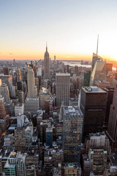 Aerial View Lower Manhattan Downtown Skyline Famous Empire State Building — Stock Photo, Image