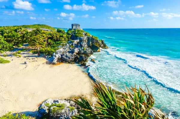 Observing View Mayan Ruins Tulum Tropical Coast Quintana Roo Mexico — Stock Photo, Image