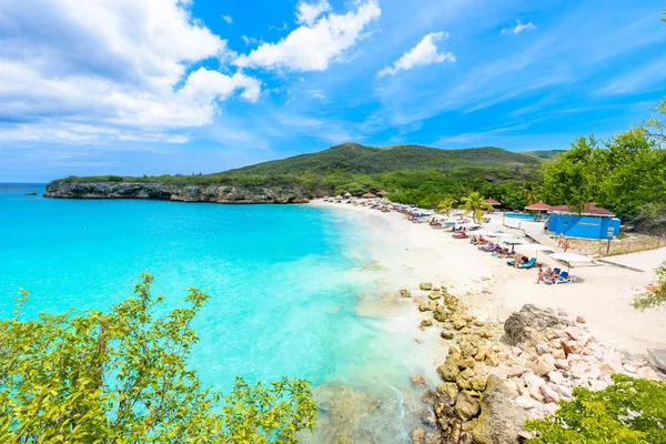 Grote Knip Praia Com Areia Branca Água Azul Turquesa Curaçao — Fotografia de Stock